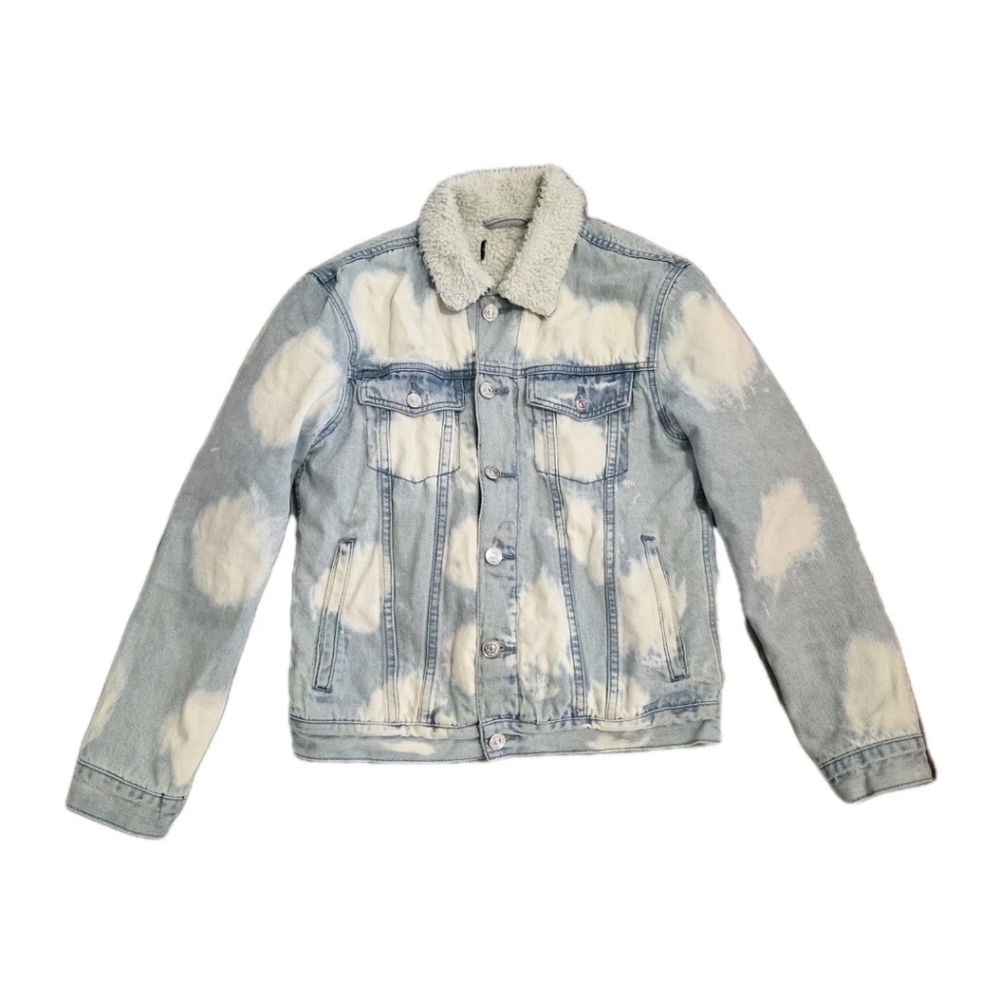 Pacsun Sherpa Lined Collar Jean Denim Heavyweight Button Jacket Women Size S - Picture 2 of 12